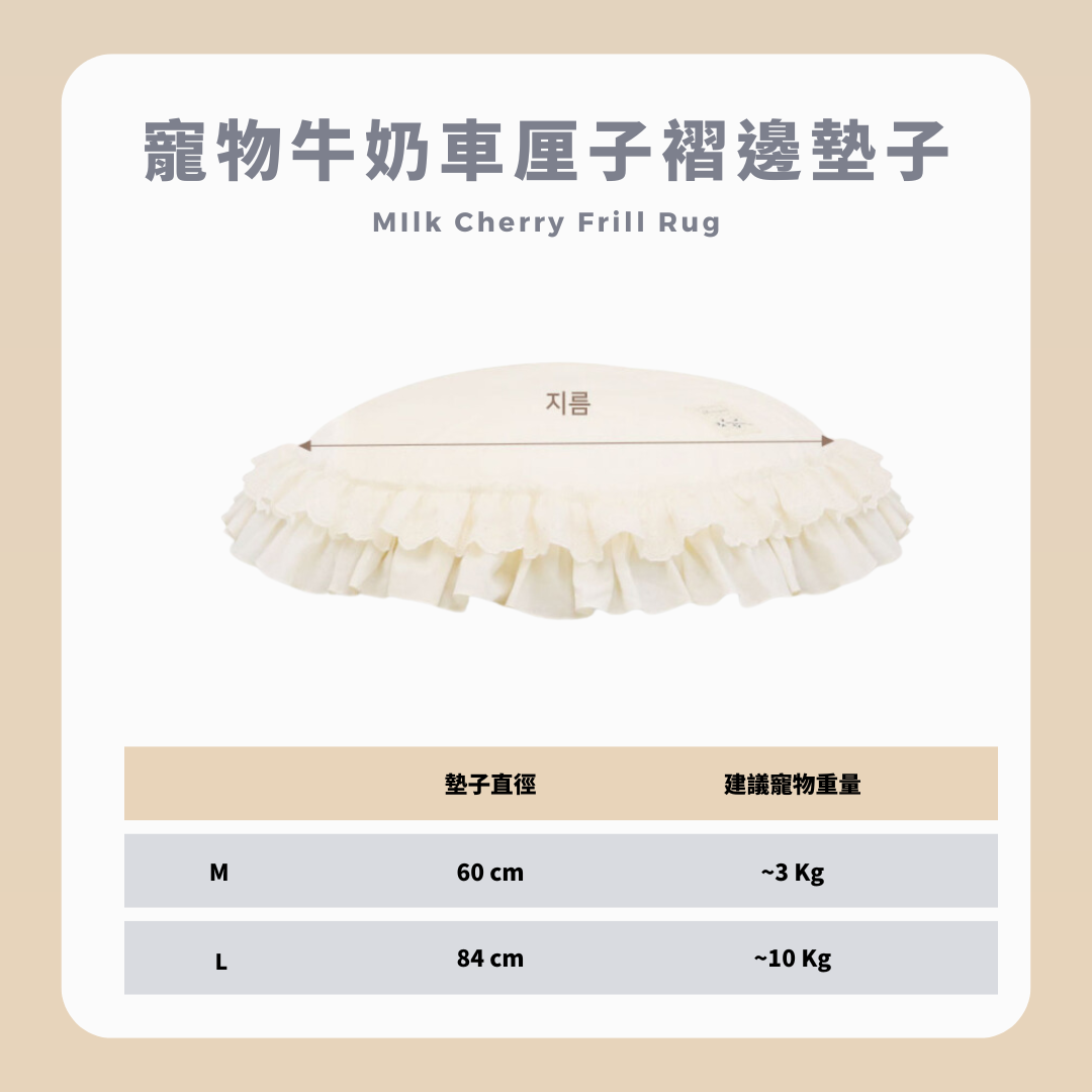 RITOGATO MIlk Cherry Frill Rug | 寵物牛奶車厘子褶邊墊子