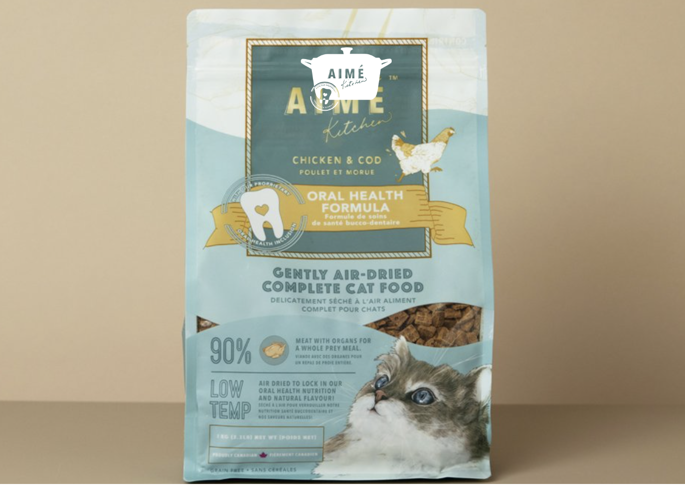 Aimé Kitchen™ : Gently Air-Dried Complete Cat Food - Chicken & Cod  雞肉和鱈魚風乾鮮肉糧