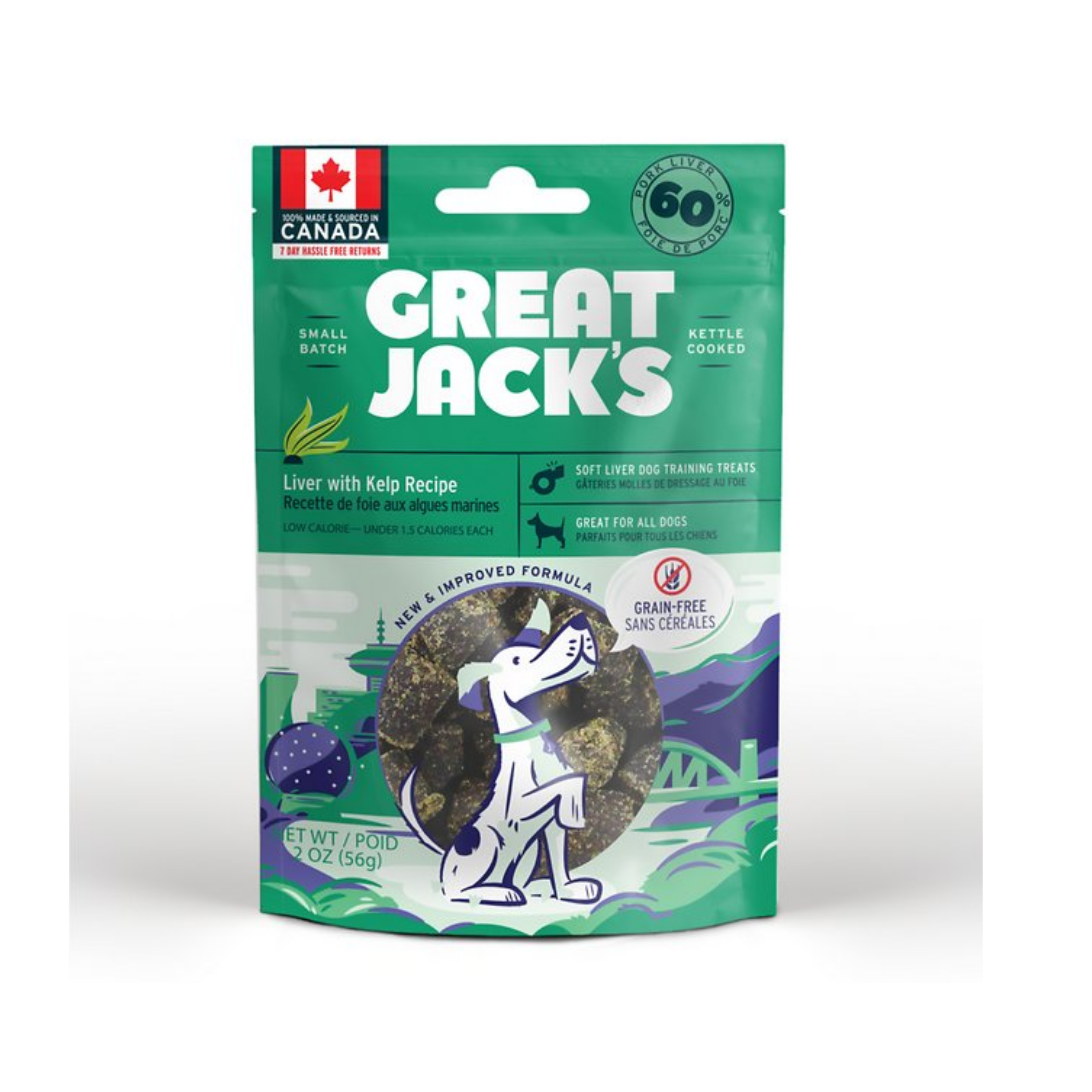 Great Jack's Dog Treats狗狗零食- Grain Free Pork Liver & Kelp無穀物海帶拌豬肝肉粒